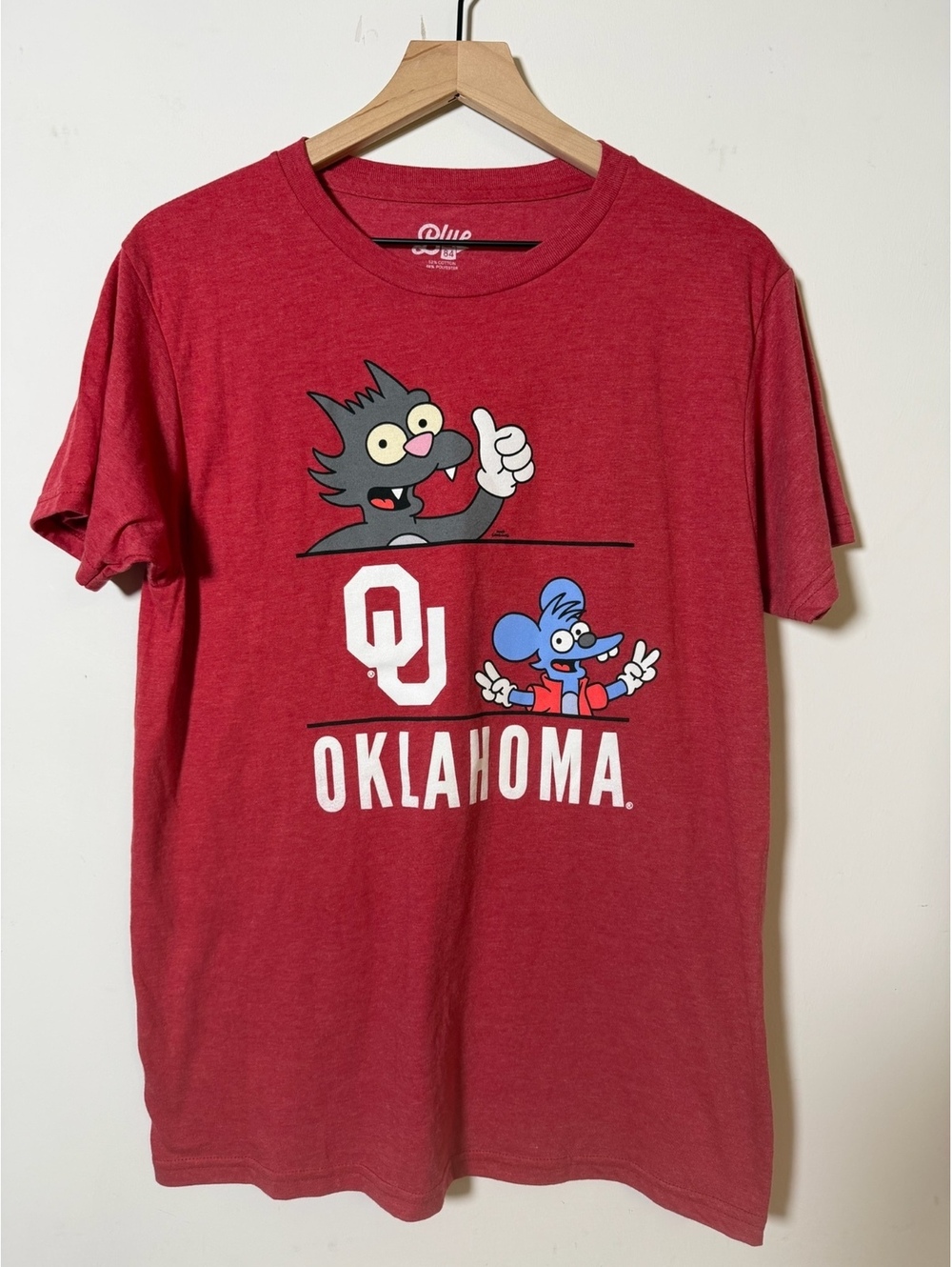 Blue 84 Oklahoma Graphic T Shirt Red itchy and scratchy men’s medium NWOT